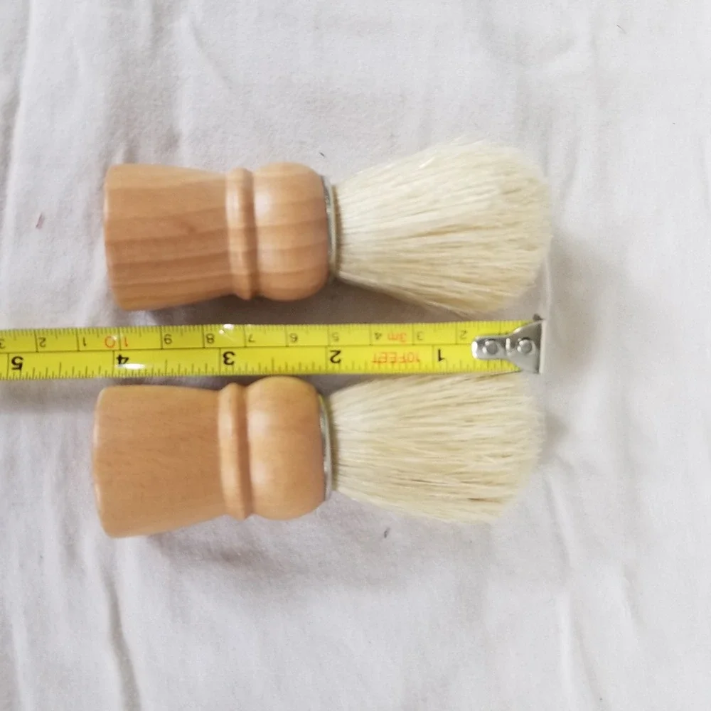Shaving Brush Set Mens Tan new Wood Handle Traditional 2pc natural/syn bristles